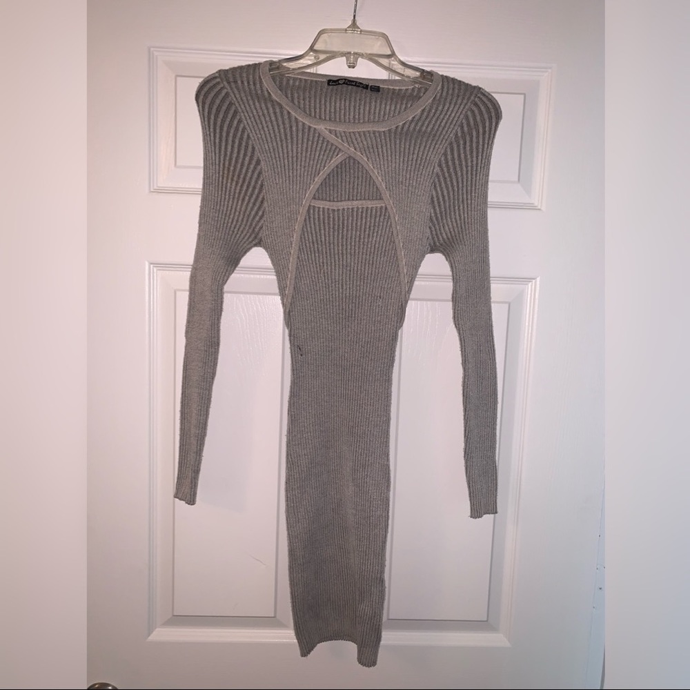 Grey Stretchy Sweater Dress